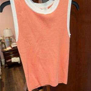 Sleeveless Rib-Trim Knit Tank Top in Peach